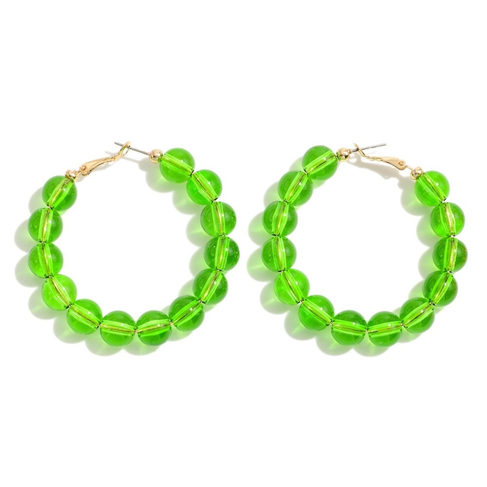 New translucent acetate beaded hoop earrings